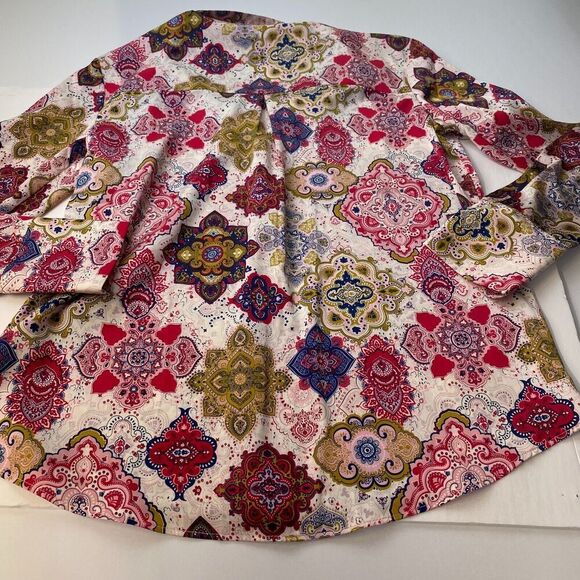 Cupcake and Cashmere Paisley Blouse Button Down Multicolor Feminine Boho Chic XS - Picture 2 of 12